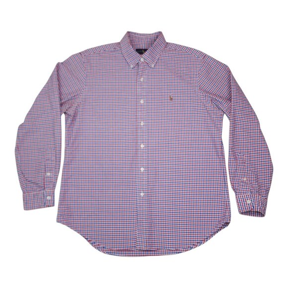 Ralph Lauren Gingham Check Button-Down Shirt Large  Mens Red & Blue - Picture 7 of 8